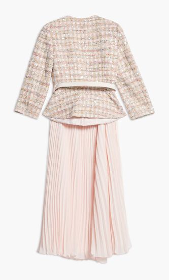PINK SEQUIN BOUCLE MIDI DRESS