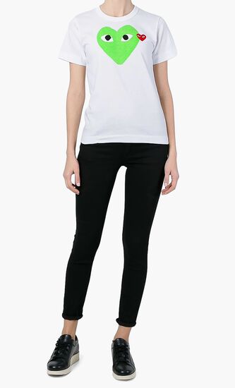 Contrast Heart Print T-shirt