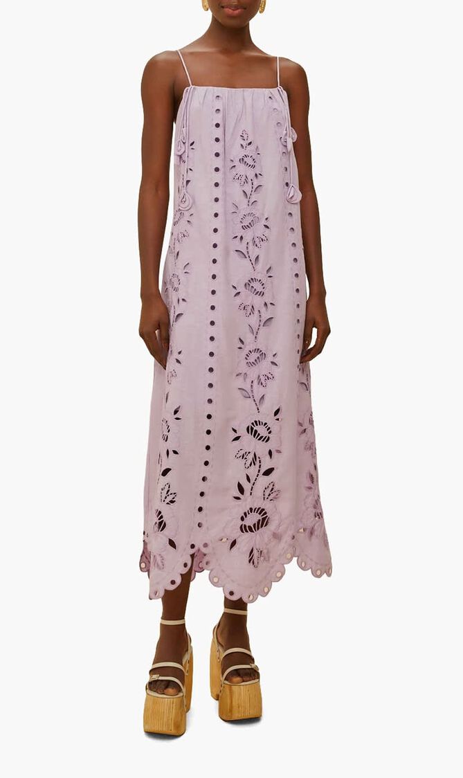 LILAC RICHELIEU SLEEVELESS MAXI DRESS