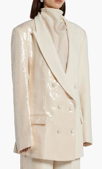 Double Breasted Half and Half Sequined Blazer