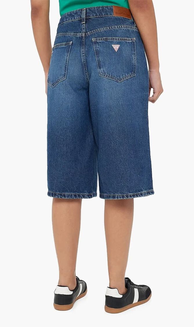 High Waist Denim Bermuda