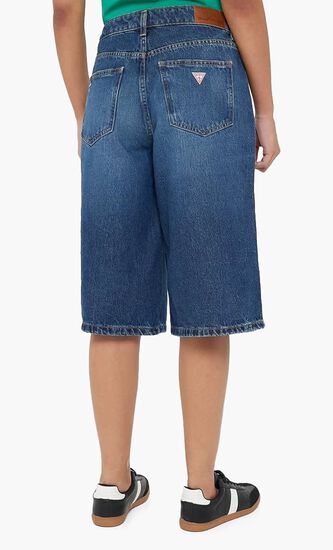 High Waist Denim Bermuda