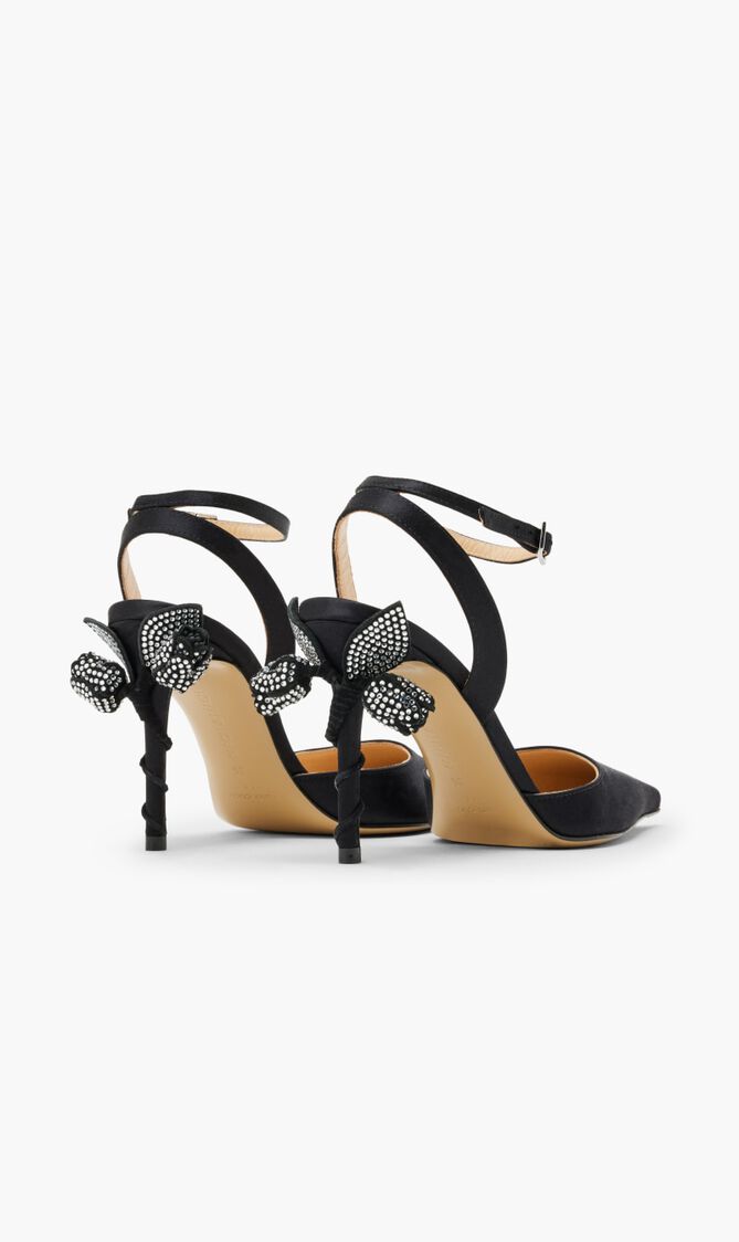 Wonder Tulip Black Satin High HeeLong Sleeve 95Mm