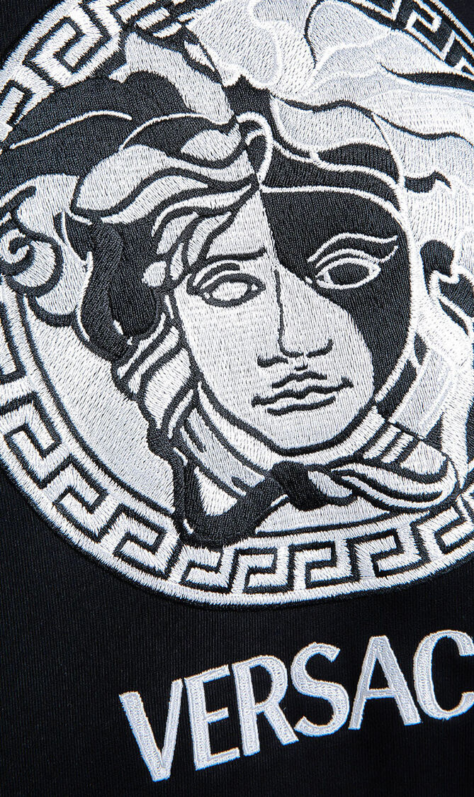 SWEATSHIRT TESSUTO FELPA GARZATA CON RICAMO MEDUSA A TRE FILI