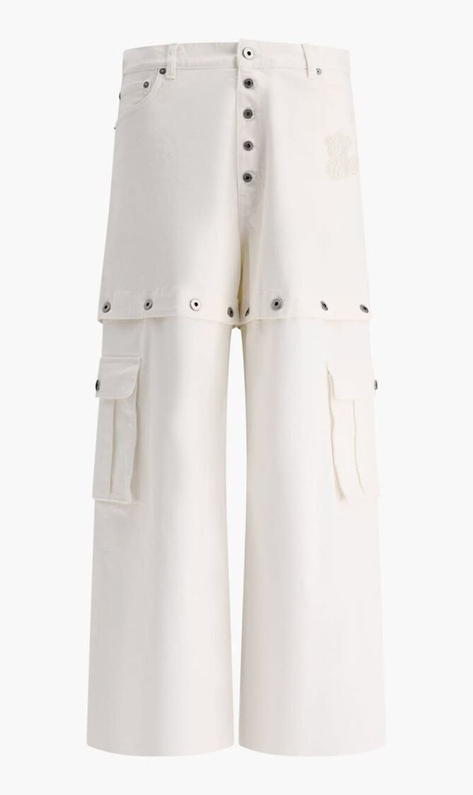 90SLOGO BUTT SUPER BAGGY JEAN RAW WHITE