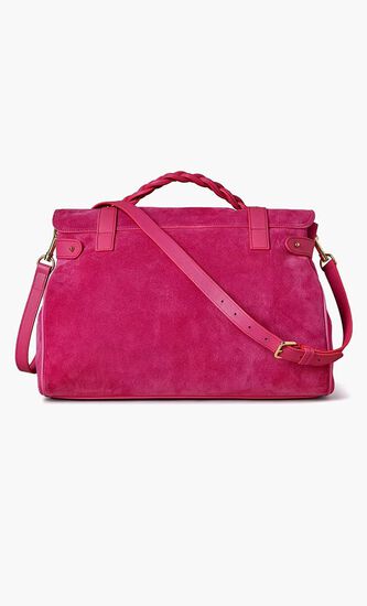 Oversized Alexa Satchel Bag in Suede