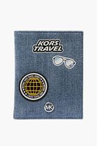 Travel Medium Embellished Denim Passport Case