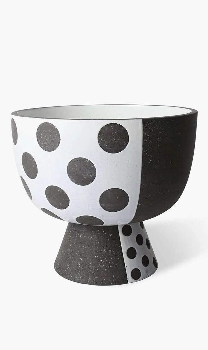JNR PALM SPRINGS PEDESTAL BOWL - MEDIUM - DOTS
