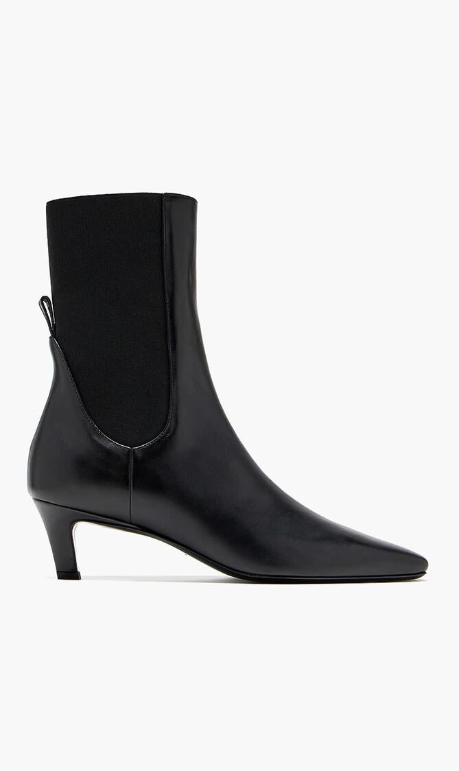LEATHER MID HEEL BOOTS