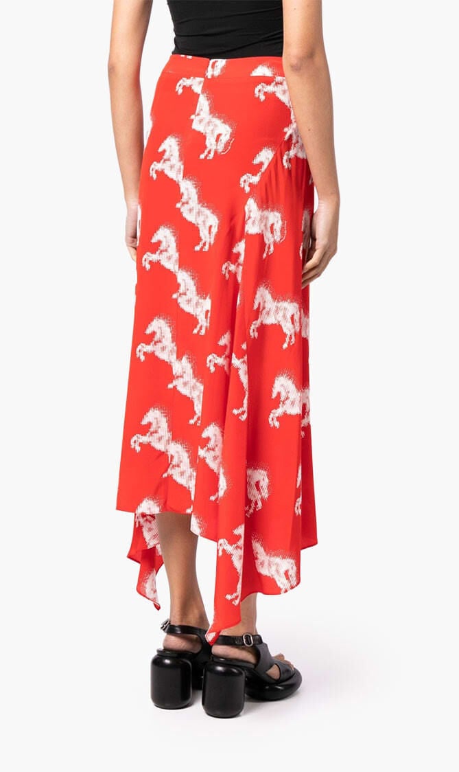 Pixel Horse Print Silk Skirt