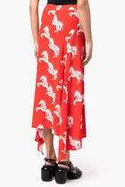 Pixel Horse Print Silk Skirt