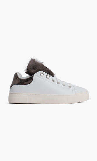 Leather Fur Tongue Sneakers