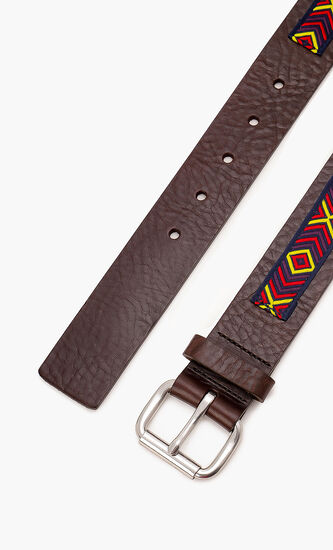 Pattern Stripe Leather Belt