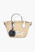 K/Signature Raffia Small Basket Bag