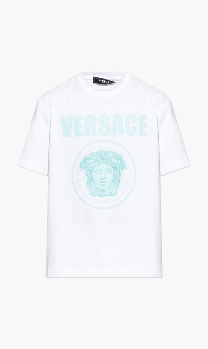 T SHIRT COMPACT COTTON JERSEY FABRIC MEDUSA ROCK PRINT