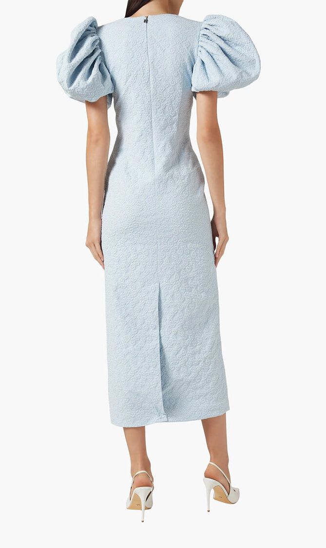 JACQUARD MIDI PUFFY DRESS