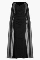 Crystal Tulle Cape Evening Gown