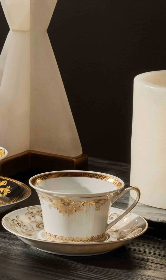 Medusa Gala Tea Cup & Saucer White Set Of 6