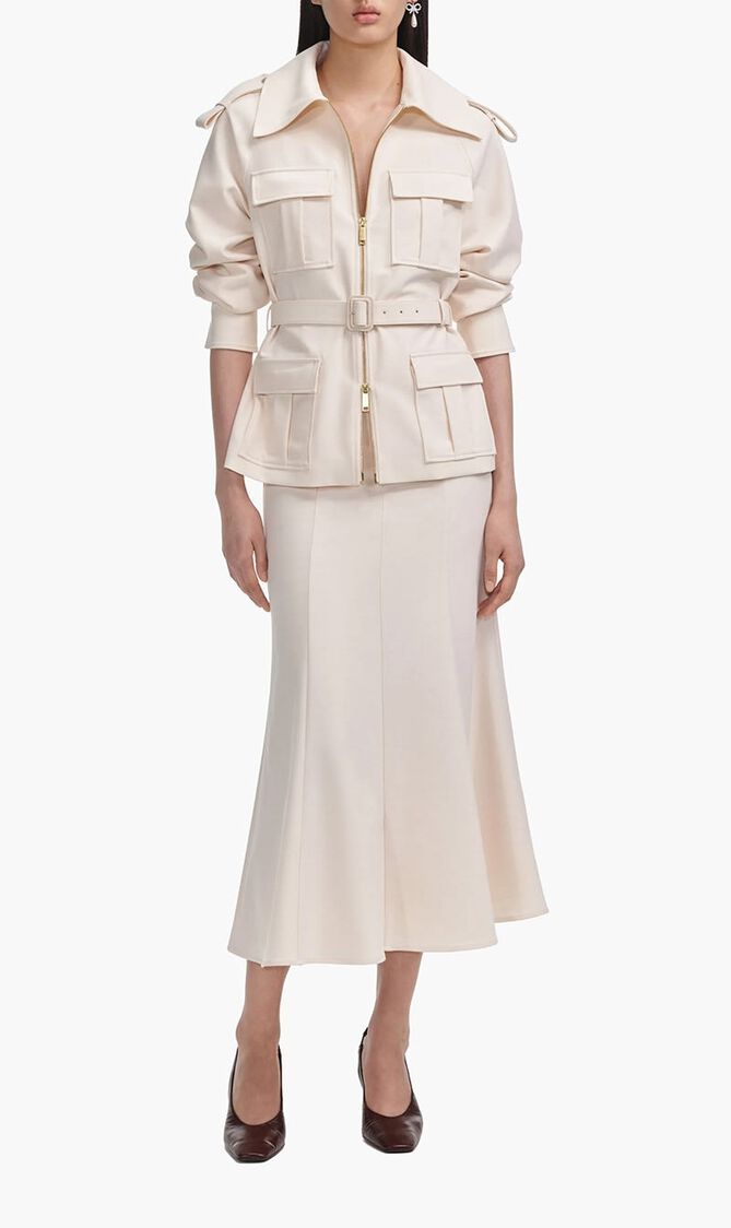 CREAM TWILL MIDI DRESS