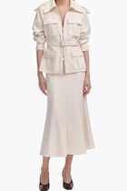 CREAM TWILL MIDI DRESS