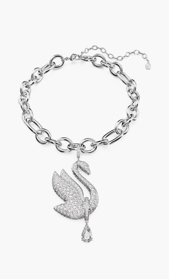 Rhodium Plated Swan Choker