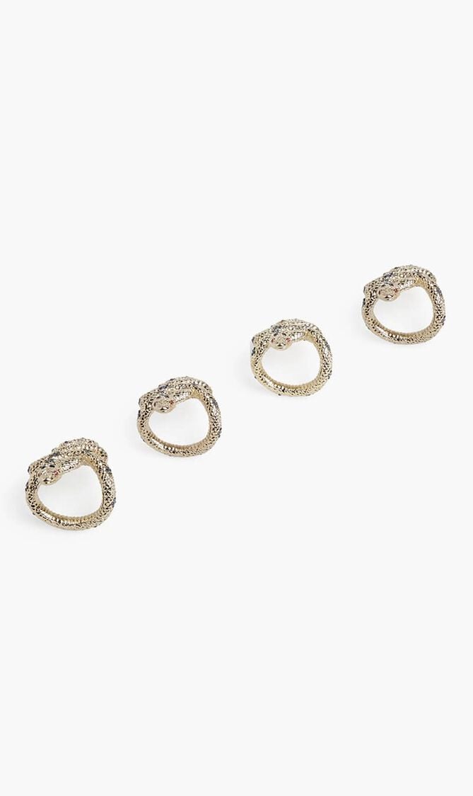 LOB SNAKE W/BLUE+RED CRYSTALS PLATED RINGS - SET OF 4