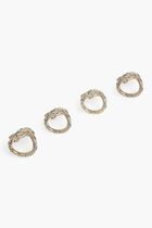 LOB SNAKE W/BLUE+RED CRYSTALS PLATED RINGS - SET OF 4