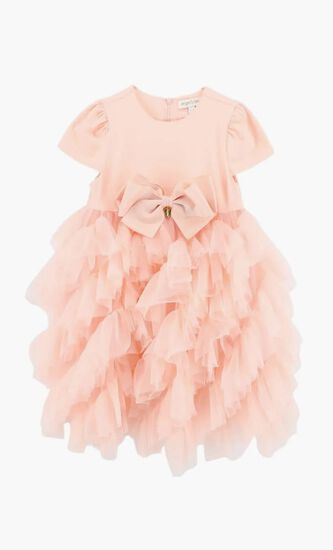 MILLE FEUILLE S S BABY DRESS PEACH