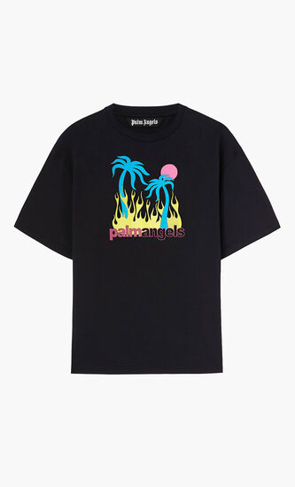BURNING OASI SLIM TEE BLACK MULTICOLOR