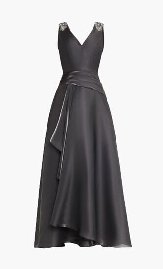 Bead Embellished Iridescent Organza Gown