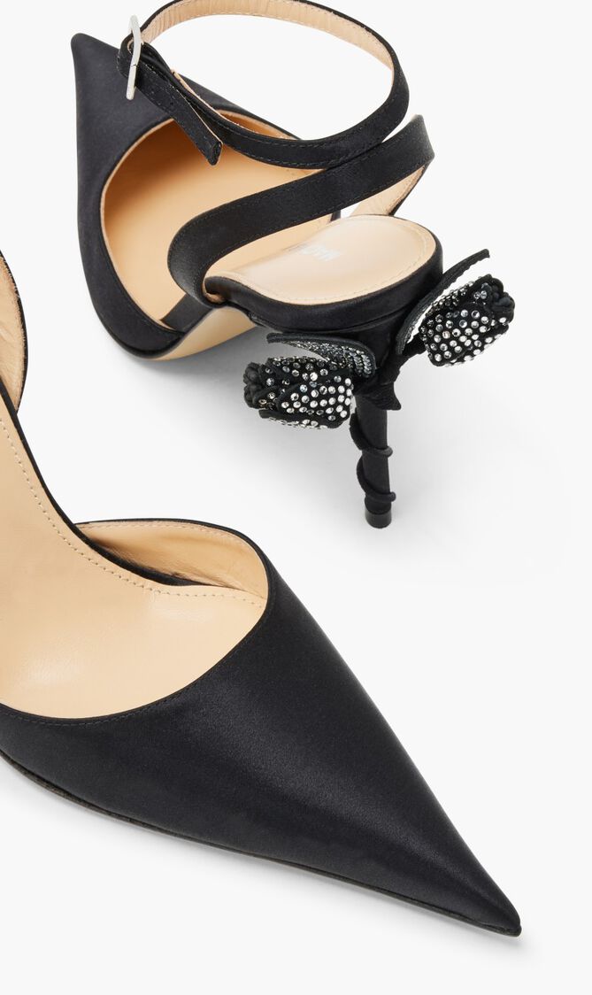 Wonder Tulip Black Satin High HeeLong Sleeve 95Mm