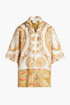 REGENERATED SILK & ORNAMENT JEWELRY BOWLING SHIRT