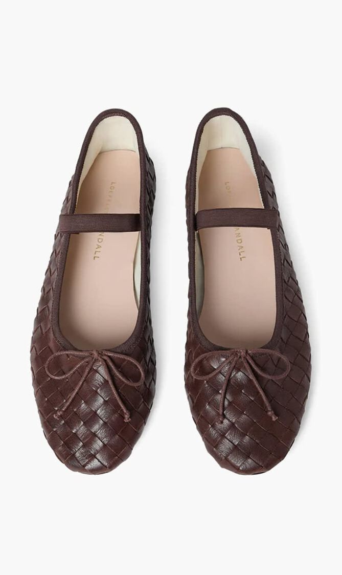 Loeffler Randall Leonie Espresso Woven Ballet Flat