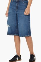 High Waist Denim Bermuda
