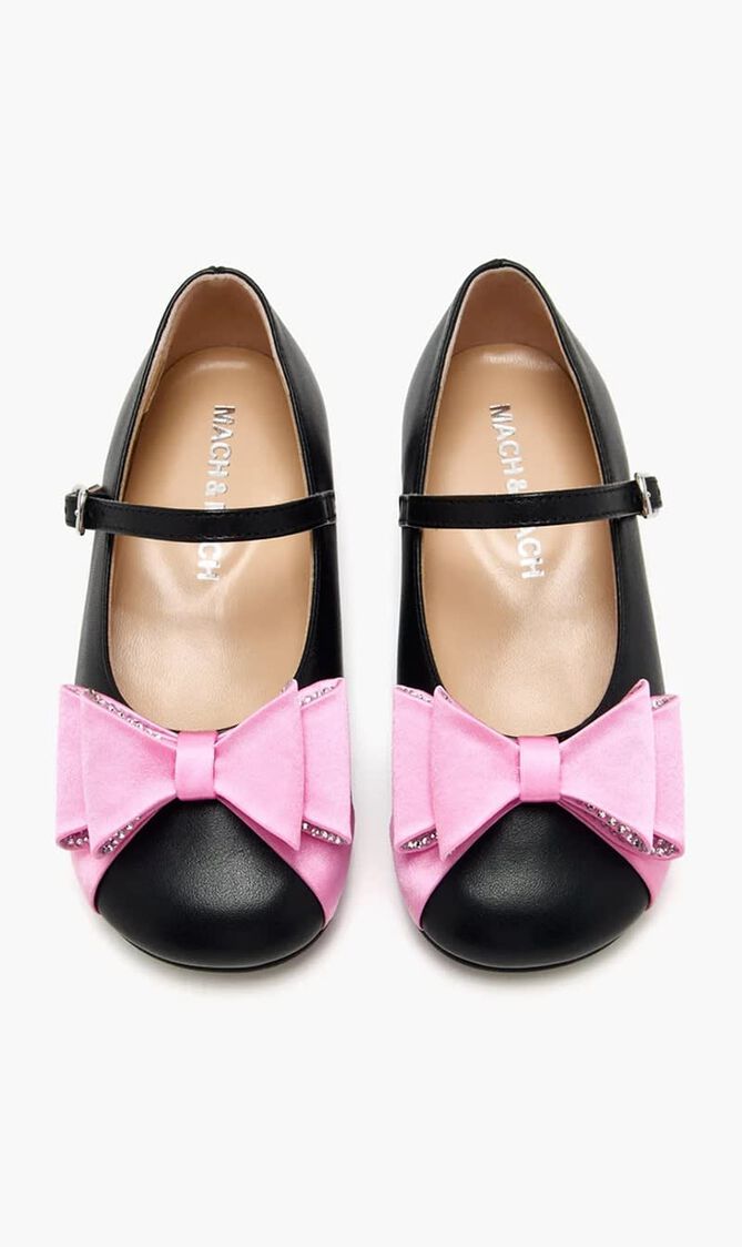 LE CADEAU BLACK AND PINK SATIN MINI BALLERINA