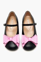 LE CADEAU BLACK AND PINK SATIN MINI BALLERINA