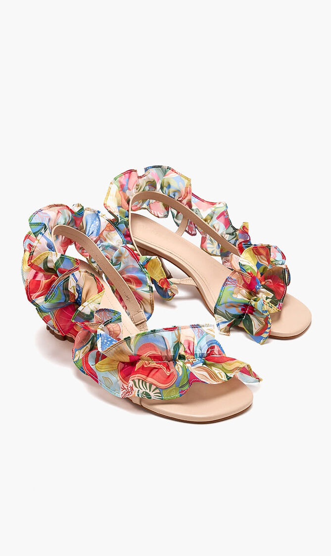 OCEAN VIEW RUFFLED MONSTERA HELLED SANDAL