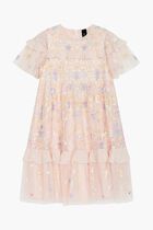 FLOWERBED EMBROIDERY KIDS DRESS