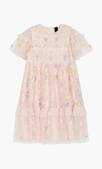 FLOWERBED EMBROIDERY KIDS DRESS