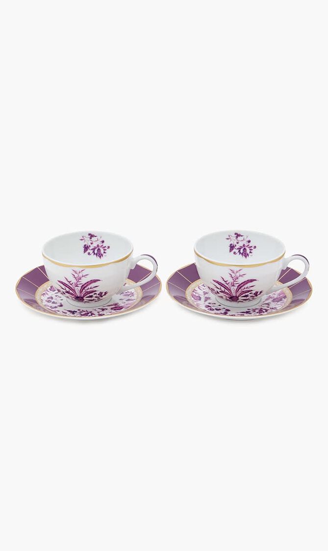 Tea Cup & Saucer Pink Set Of 2