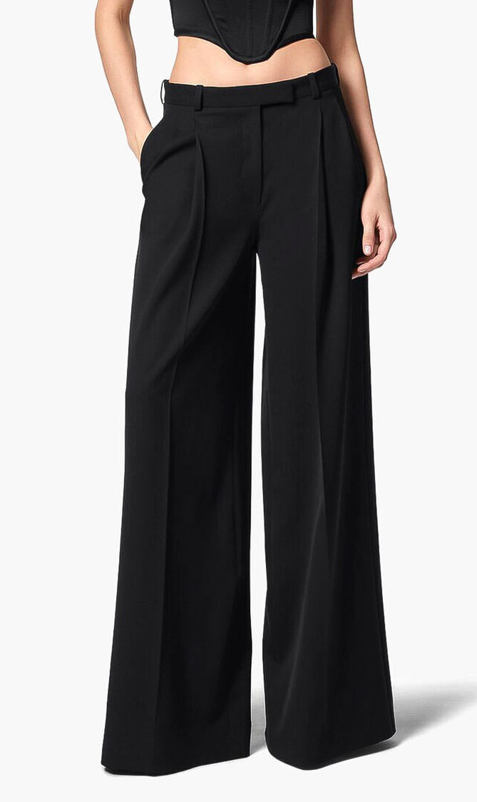 PANTS WIDE LEG HIGH WAIST GAB ECO WOOL SOLID