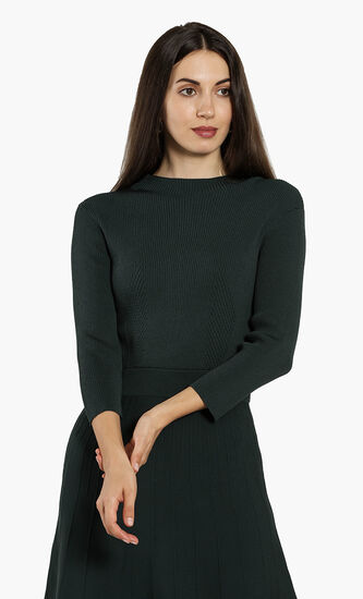 Franeyy High-Neck Knitted Midi Dress
