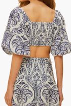 BLUE TROPICAL CAMEO OFF WHITE BLOUSE