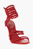 CHANDELIER RED SATIN L SIAM STRASS