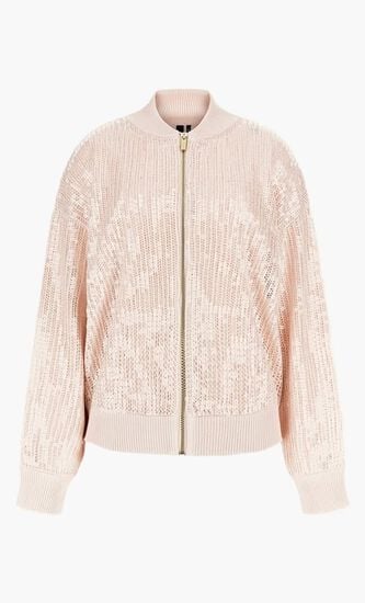 Claudia Sequins Sweater Bomber