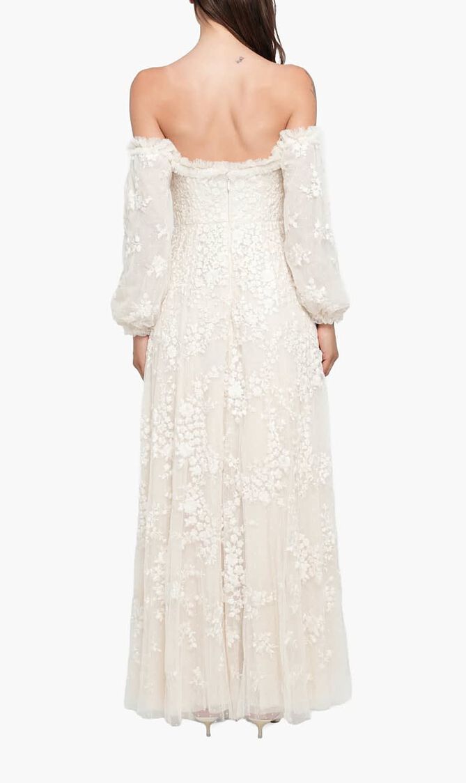 Lunaria Wreath Off Shoulder Gown