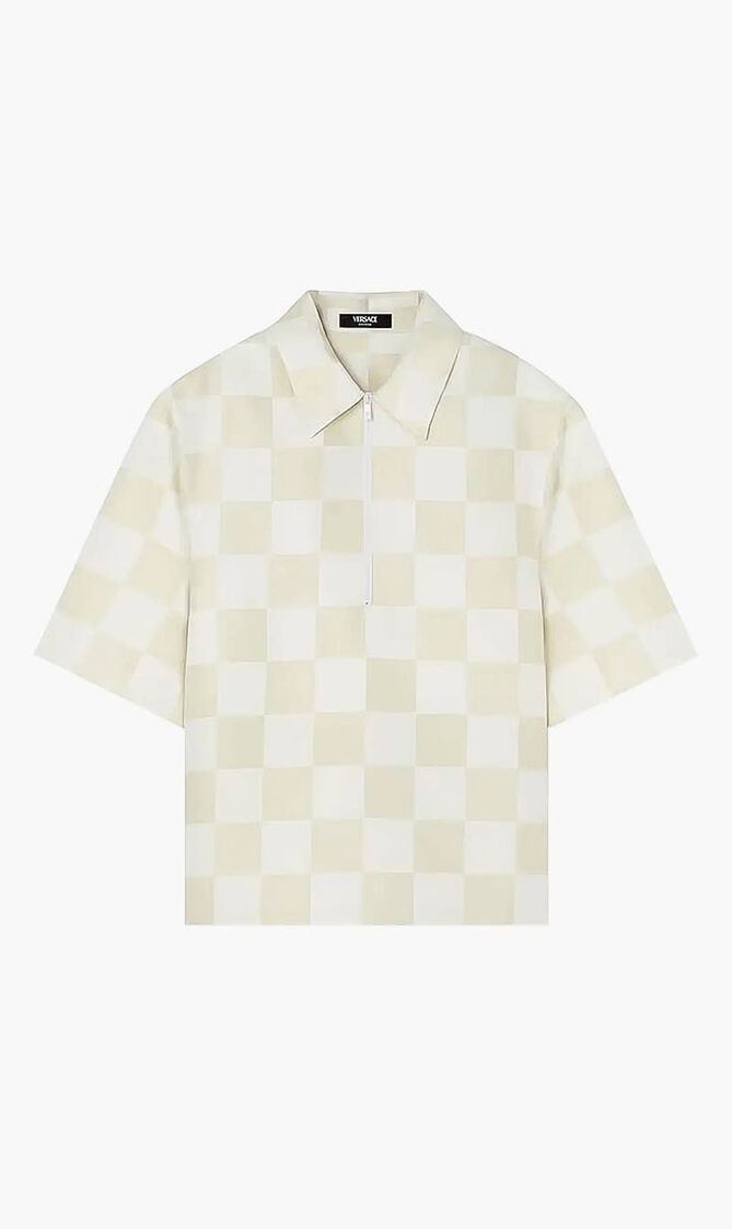 INFORMAL SHIRT DOUBLE DUCHESSE SILK MIXED CONTRAST FABRIC