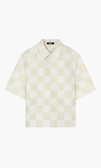 INFORMAL SHIRT DOUBLE DUCHESSE SILK MIXED CONTRAST FABRIC