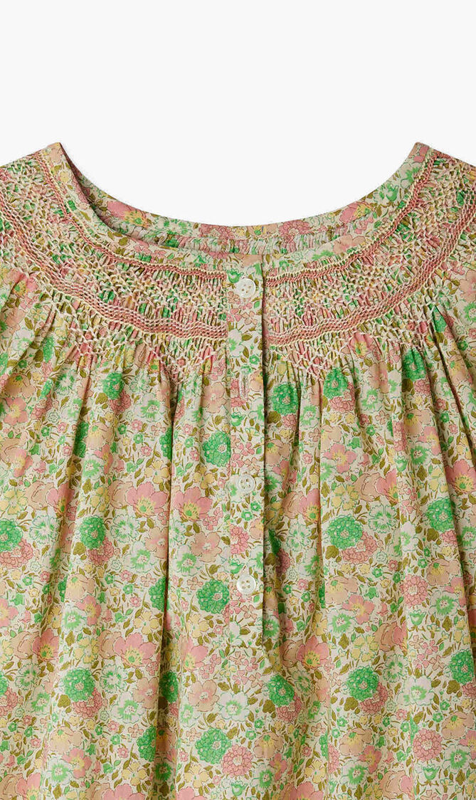Bonpoint Jarah smocked dress made with Liberty fabrics