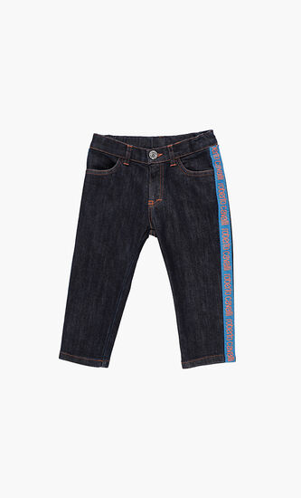 Contrasting Band Logo Jeans